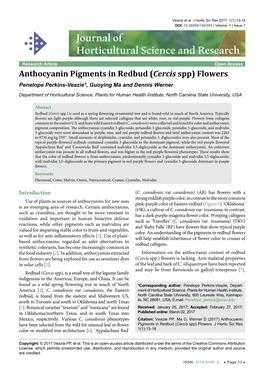 Anthocyanin Pigments in Redbud (Cercis Spp) Flowers