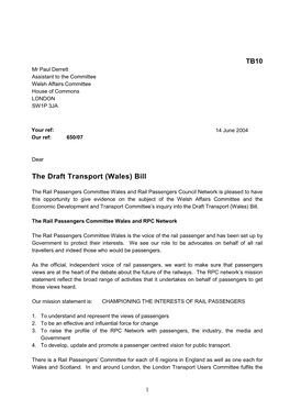 The Draft Transport (Wales) Bill