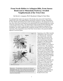 From Swede Hollow to Arlington Hills, from Snoose Boulevard to Minnehaha Parkway: Swedish Neighborhoods of the Twin Cities