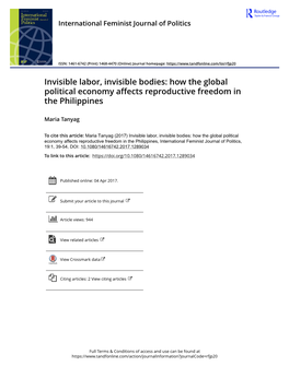 How the Global Political Economy Affects Reproductive Freedom in the Philippines