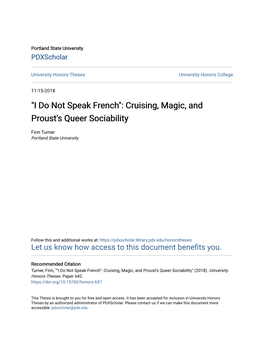 Cruising, Magic, and Proust's Queer Sociability