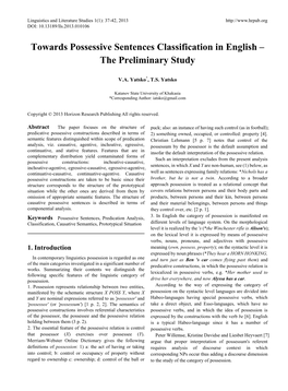 Towards Possessive Sentences Classification in English – the Preliminary Study