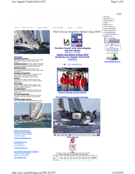 Port of Los Angeles Harbor Cup 2010 Page 1 of 4 Los Angeles Yacht