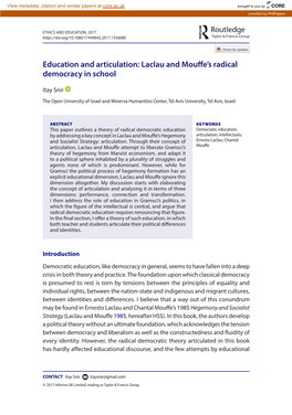 Laclau and Mouffe's Radical Democracy in School