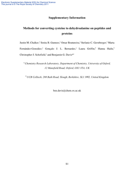 Supplementary Information Methods for Converting Cysteine to Dehydroalanine on Peptides and Proteins