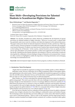Slow Shift—Developing Provisions for Talented Students in Scandinavian Higher Education