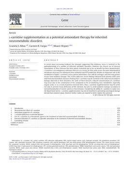 L-Carnitine Supplementation As a Potential Antioxidant Therapy for Inherited Neurometabolic Disorders