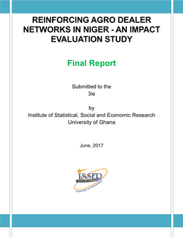 Reinforcing Agro Dealer Networks in Niger - an Impact Evaluation Study