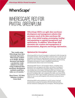 Wherescape RED for Pivotal Greenplum