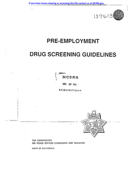 Pre-Employment Drug Screening Guidelines