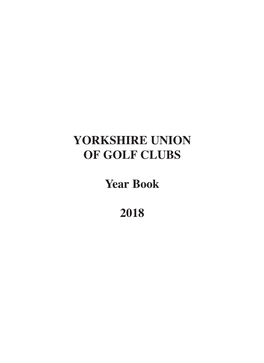 YORKSHIRE UNION of GOLF CLUBS Year Book 2018