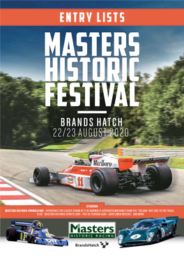Entry Lists Masters Historic Festival Brands Hatch 22/23 August 2020