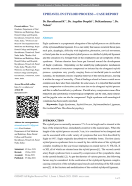 Upheavel in Styloid Process – Case Report