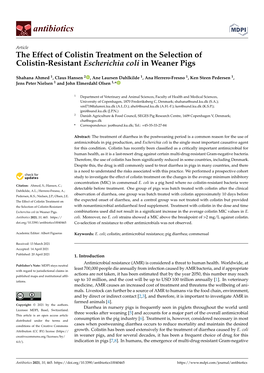 The Effect of Colistin Treatment on the Selection of Colistin-Resistant Escherichia Coli in Weaner Pigs