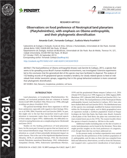 Observations on Food Preference of Neotropical Land Planarians