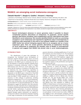 An Emerging Acral Melanoma Oncogene