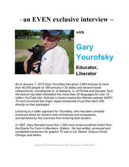 Gary Yourofsky Educator, Liberator