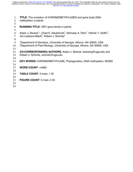 CMT Gene Family in Plants 5 6 Adam J