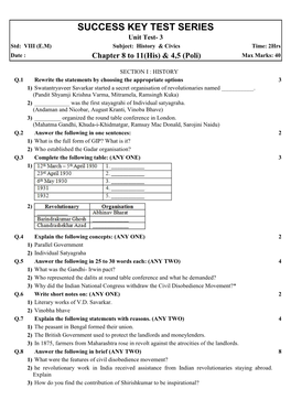 SUCCESS KEY TEST SERIES Unit Test- 3