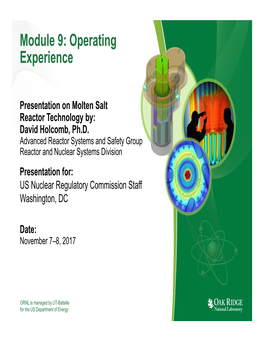 Module 9: Operating Experience