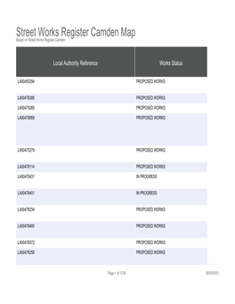 Street Works Register Camden Map Based on Street Works Register Camden
