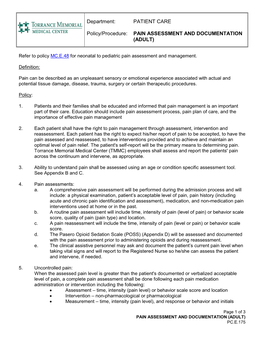 Pain Assessment and Documentation (Adult)