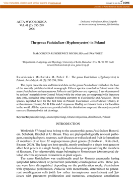 The Genus Fusicladium (Hyphomycetes) in Poland