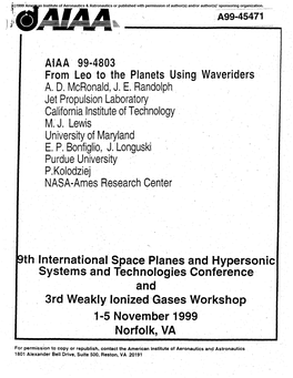 From Leo to the Planets Using Waveriders