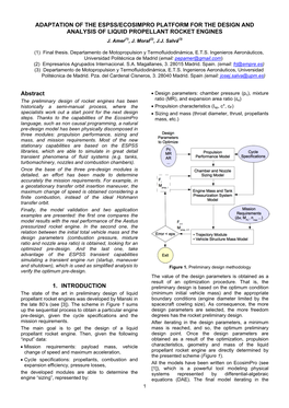 Adaptation of the Espss/Ecosimpro Platform for the Design and Analysis of Liquid Propellant Rocket Engines J