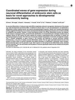 Coordinated Waves of Gene Expression During Neuronal Differentiation of Embryonic Stem Cells As Basis for Novel Approaches to Developmental Neurotoxicity Testing