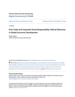 Free Trade and Corporate Social Responsibility: Ethical Dilemmas in Global Economic Development