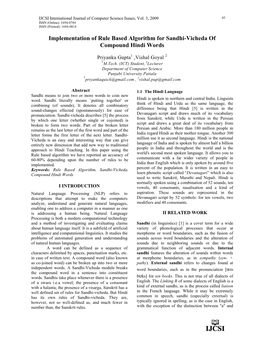 Implementation of Rule Based Algorithm for Sandhi-Vicheda of Compound Hindi Words