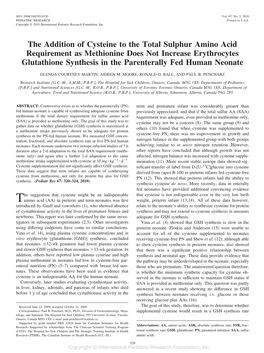 The Addition of Cysteine to the Total Sulphur Amino Acid Requirement