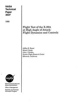 NASA Technical Paper 3537 Flight Test of the X-29A at High Angle Of