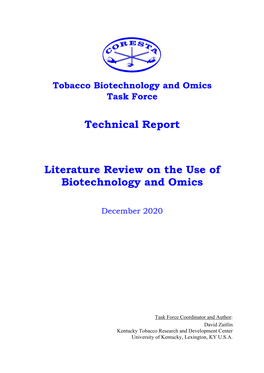 Technical Report Literature Review on the Use of Biotechnology and Omics