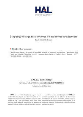 Mapping of Large Task Network on Manycore Architecture Karl-Eduard Berger