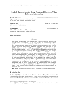 Logical Explanations for Deep Relational Machines Using Relevance Information