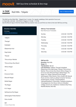 56K Bus Time Schedule & Line Route