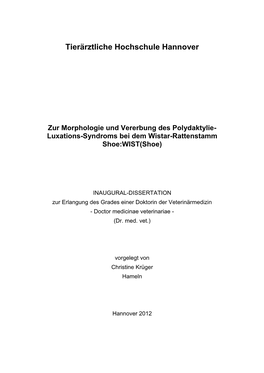 Zur Morphologie Und Vererbung Des Polydaktylie-Luxations-Syndroms Bei Dem Wistar-Rattenstamm Shoe: WIST (Shoe)