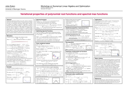 Variational Properties of Polynomial Root Functions and Spectral Max Functions