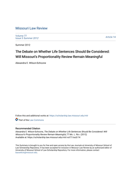 Will Missouri's Proportionality Review Remain Meaningful