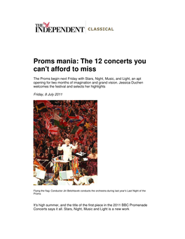 Proms Mania: the 12 Concerts You Can't Afford to Miss