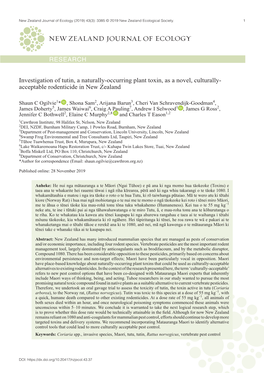 RESEARCH Investigation of Tutin, a Naturally-Occurring Plant Toxin, As A