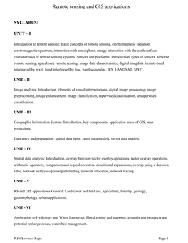 Remote Sensing and GIS Applications