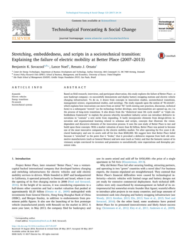 Stretching, Embeddedness, and Scripts in a Sociotechnical Transition: MARK Explaining the Failure of Electric Mobility at Better Place (2007–2013)