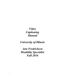 Video Captioning Manual