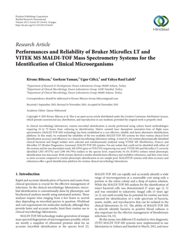 Performances and Reliability of Bruker Microflex LT and VITEK MS MALDI-TOF Mass Spectrometry Systems for the Identification of Clinical Microorganisms