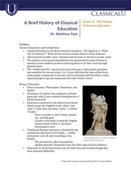 A Brief History of Classical Education