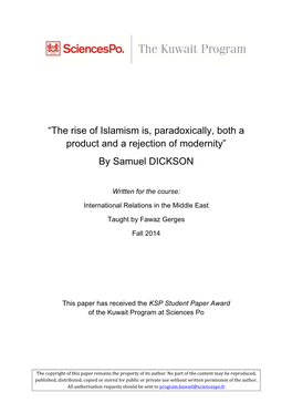 “The Rise of Islamism Is, Paradoxically, Both a Product and a Rejection of Modernity” by Samuel DICKSON