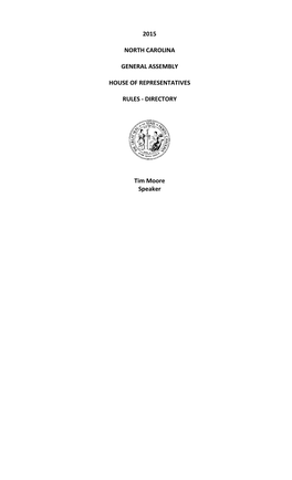 2015 North Carolina General Assembly House Of